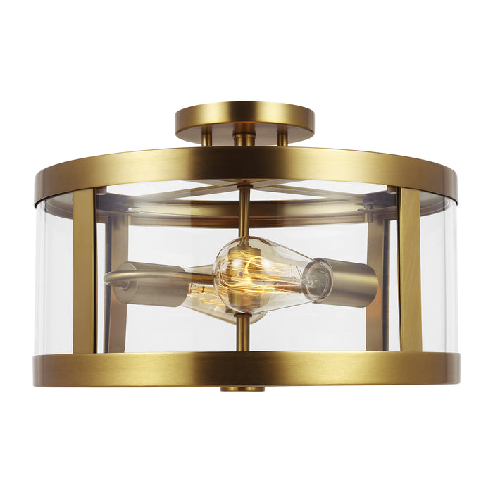 Visual Comfort Studio SF341BBS Two Light Semi-Flush Mount, Burnished Brass