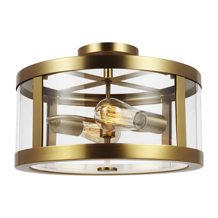 Visual Comfort Studio SF341BBS Two Light Semi-Flush Mount, Burnished Brass