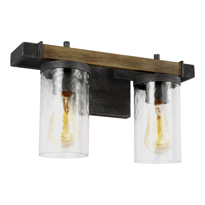 Visual Comfort Studio VS18252DWK/SGM Two Light Vanity, Distressed Weathered Oak / Slate Grey Metal