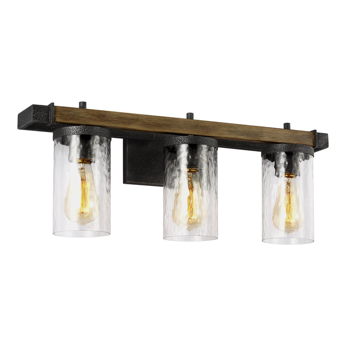 Visual Comfort Studio VS18253DWK/SGM Three Light Vanity, Distressed Weathered Oak / Slate Grey Metal