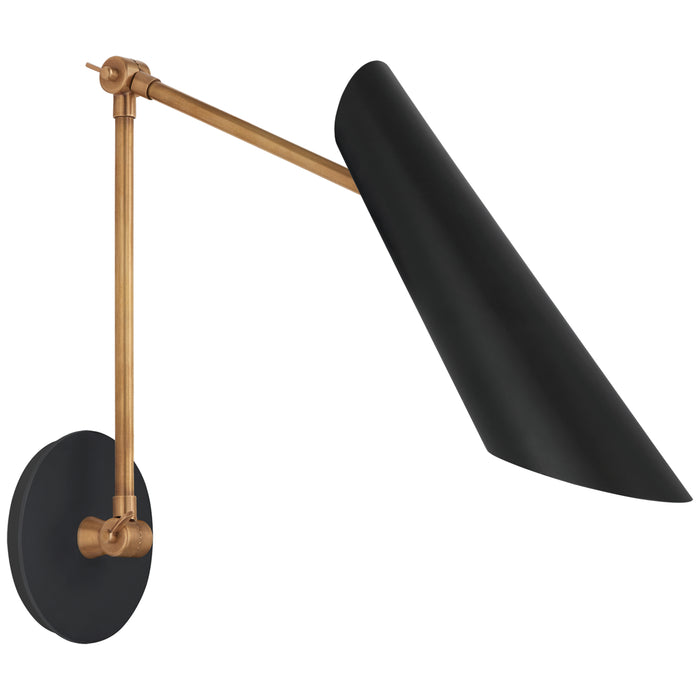 Visual Comfort Signature ARN 2411HAB-BLK LED Wall Sconce, Hand-Rubbed Antique Brass