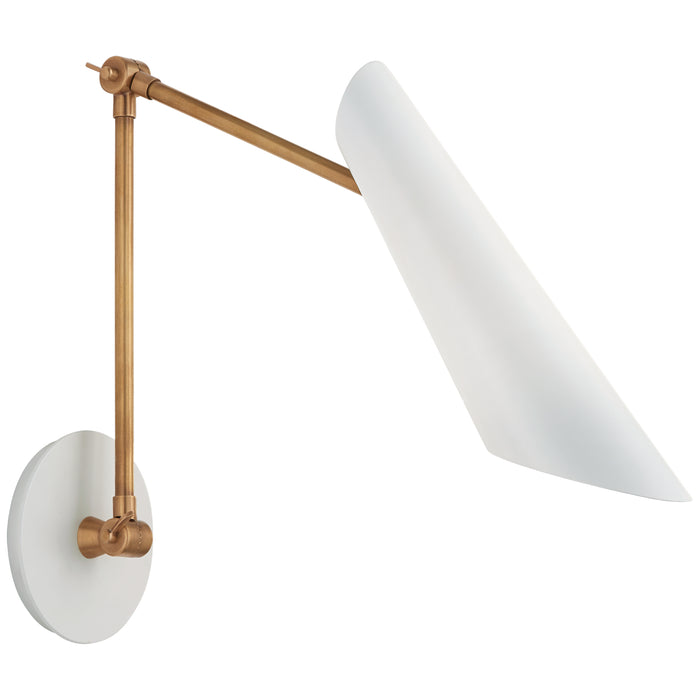 Visual Comfort Signature ARN 2411HAB-WHT LED Wall Sconce, Hand-Rubbed Antique Brass