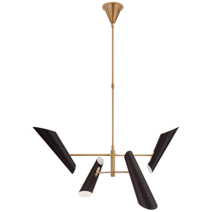 Visual Comfort Signature ARN 5410HAB-BLK LED Chandelier, Hand-Rubbed Antique Brass