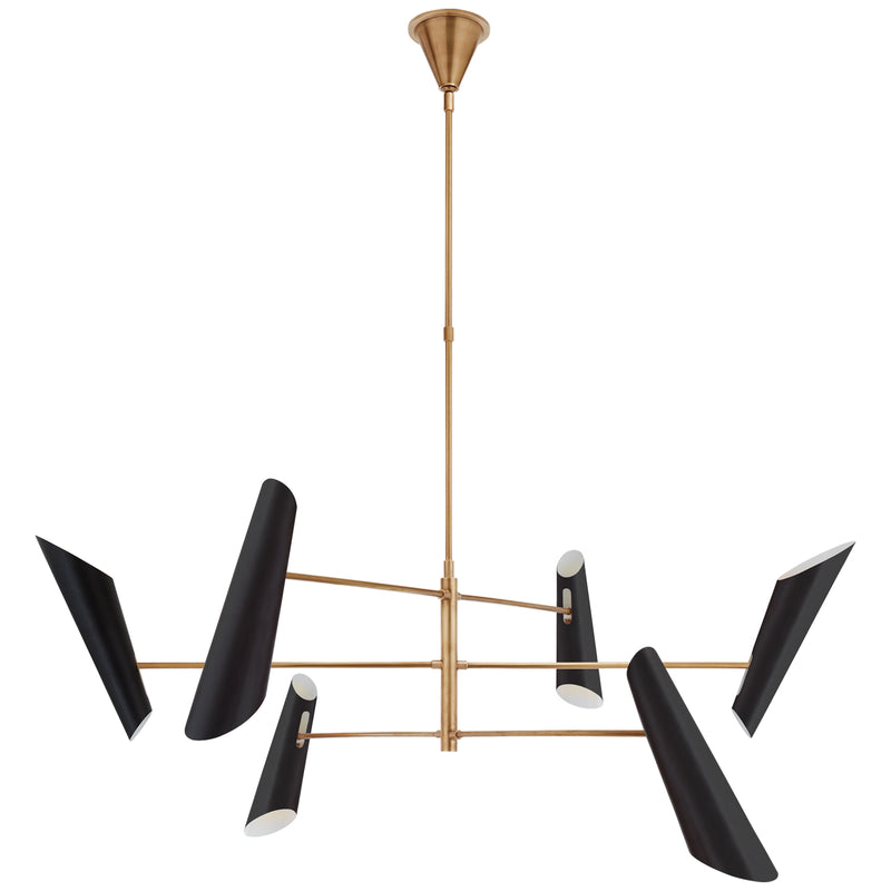 Visual Comfort Signature ARN 5411HAB-BLK LED Chandelier, Hand-Rubbed Antique Brass