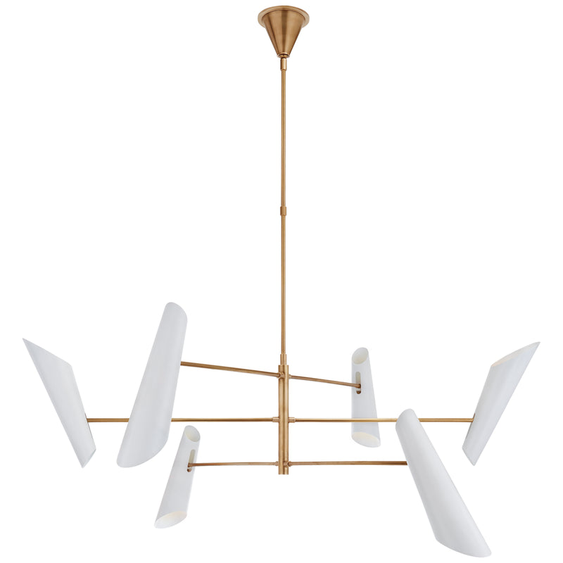 Visual Comfort Signature ARN 5411HAB-WHT LED Chandelier, Hand-Rubbed Antique Brass