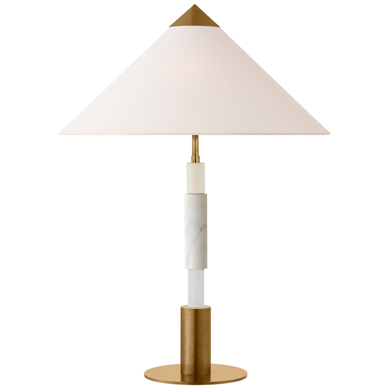 Visual Comfort Signature KW 3607AB/WM-L LED Table Lamp, Antique-Burnished Brass And White Marble