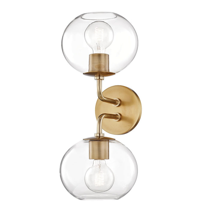 Mitzi H270102-AGB Two Light Wall Sconce, Aged Brass