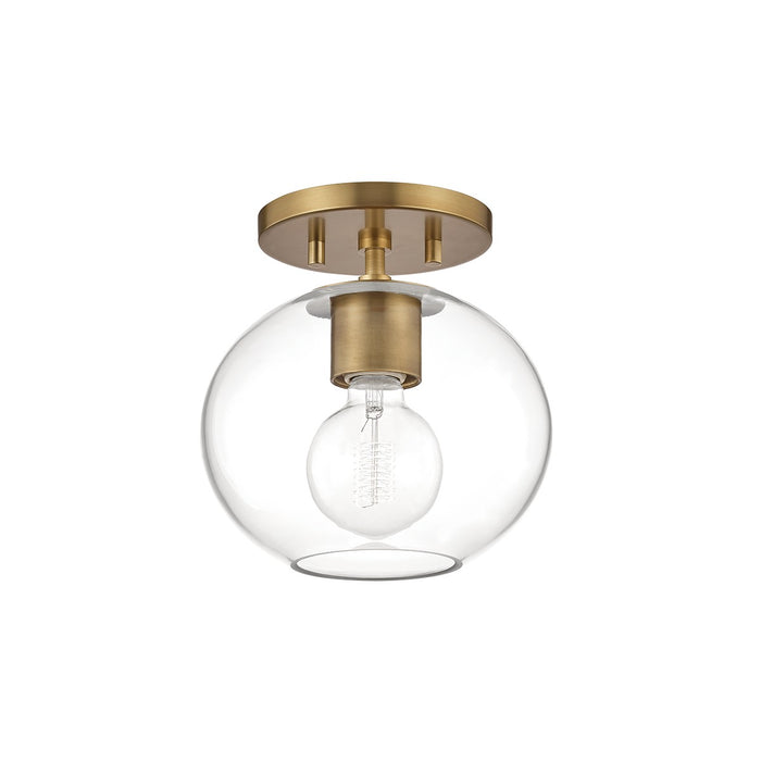 Mitzi H270601-AGB One Light Semi Flush Mount, Aged Brass