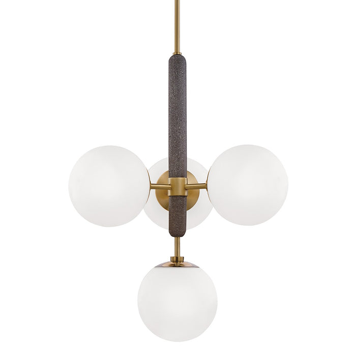 Mitzi H289804-AGB Four Light Chandelier, Aged Brass