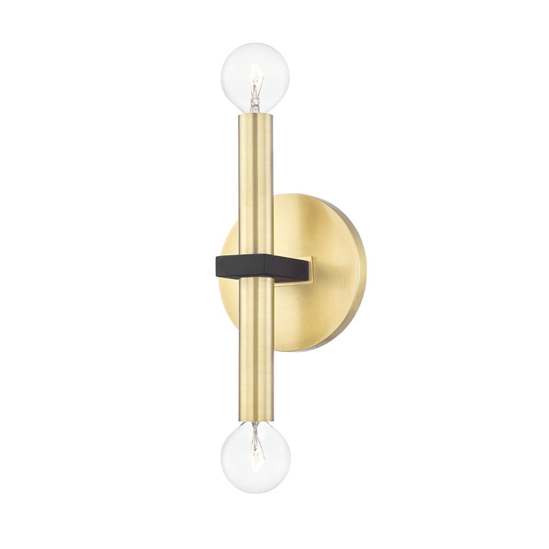 Mitzi H296102-AGB/BK Two Light Wall Sconce, Aged Brass/Black
