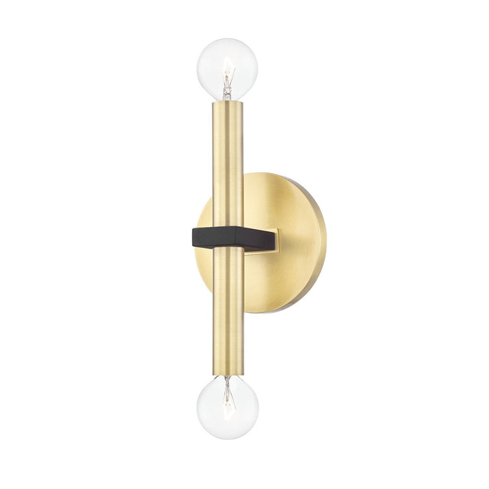 Mitzi H296102-AGB/BK Two Light Wall Sconce, Aged Brass/Black