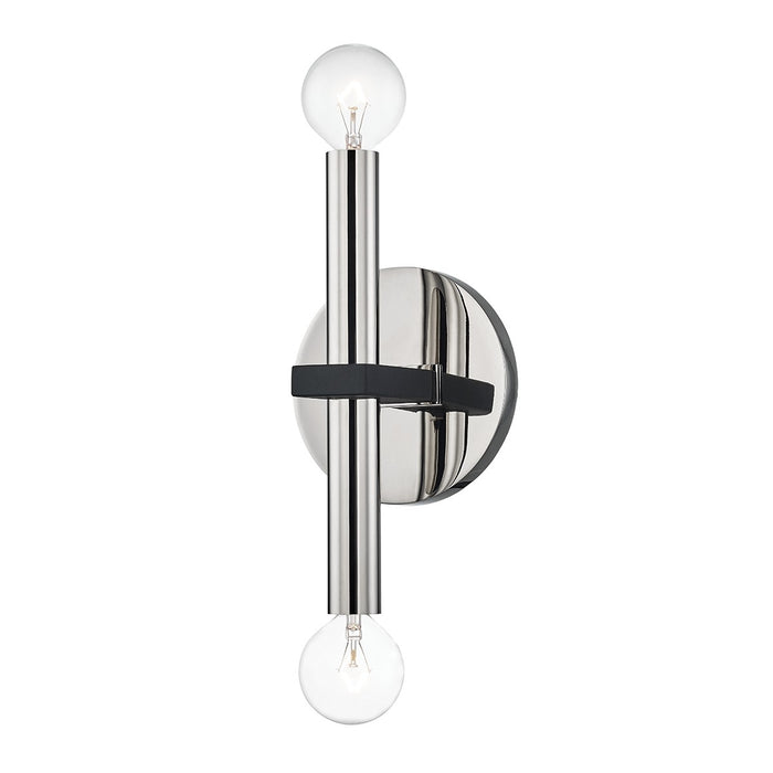Mitzi H296102-PN/BK Two Light Wall Sconce, Polished Nickel/Black