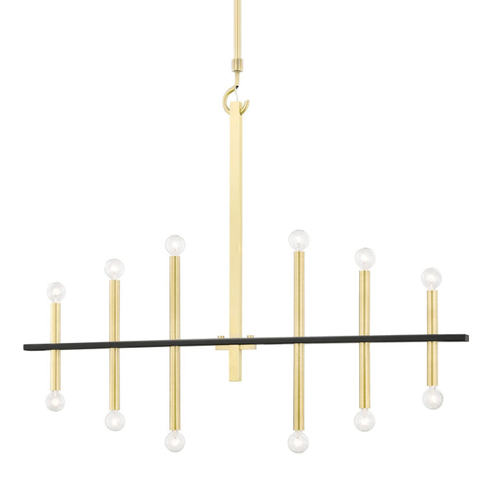 Mitzi H296812-AGB/BK 12 Light Chandelier, Aged Brass/Black