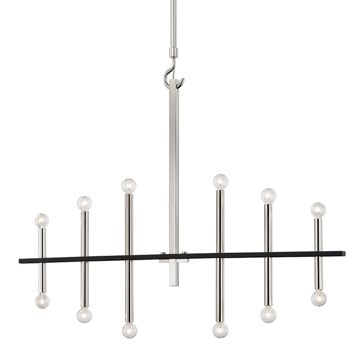 Mitzi H296812-PN/BK 12 Light Chandelier, Polished Nickel/Black