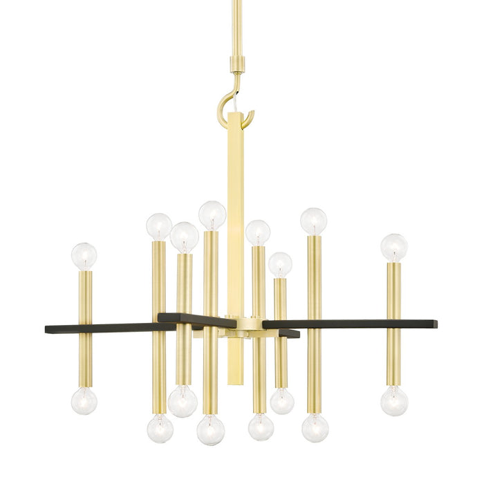 Mitzi H296816-AGB/BK 16 Light Chandelier, Aged Brass/Black