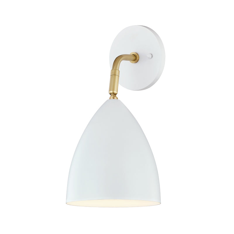 Mitzi H308101-AGB/WH One Light Wall Sconce, Aged Brass/Soft Off White