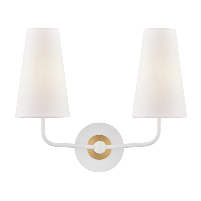 Mitzi H318102-AGB/WH Two Light Wall Sconce, Aged Brass/Soft Off White