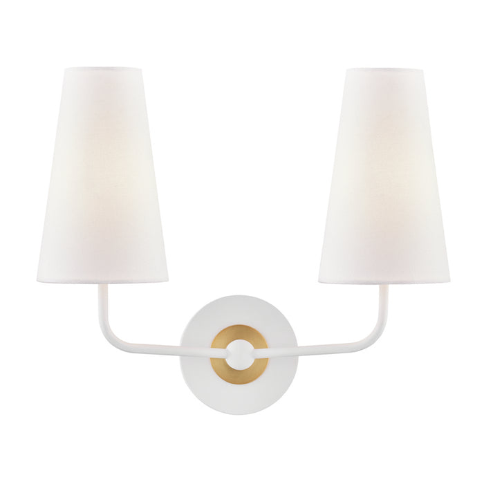 Mitzi H318102-AGB/WH Two Light Wall Sconce, Aged Brass/Soft Off White