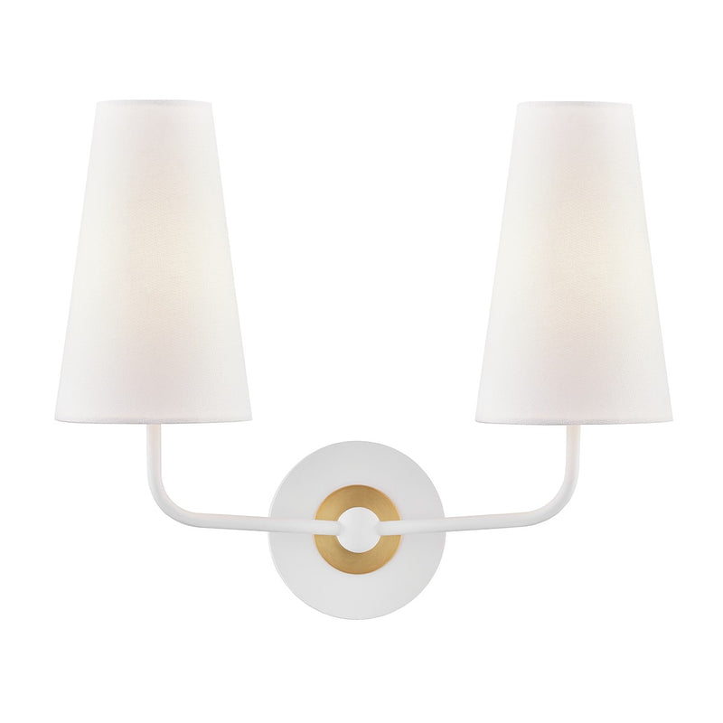 Mitzi H318102-AGB/WH Two Light Wall Sconce, Aged Brass/Soft Off White