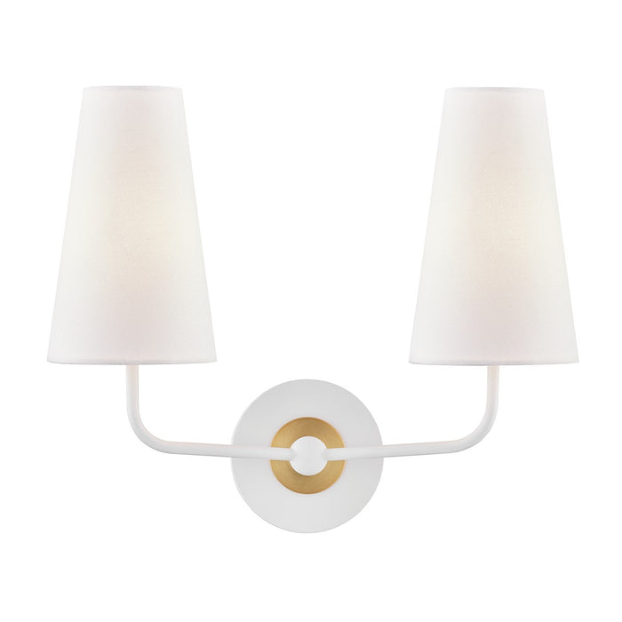 Mitzi H318102-AGB/WH Two Light Wall Sconce, Aged Brass/Soft Off White