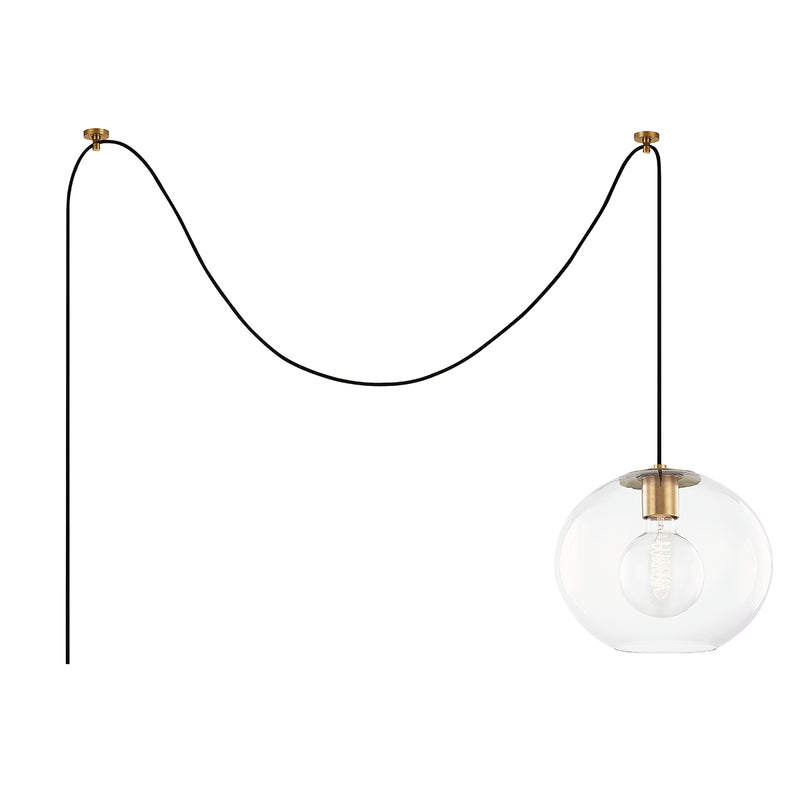 Mitzi HL270701L-AGB One Light Pendant, Aged Brass