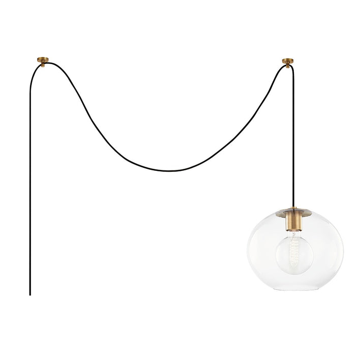 Mitzi HL270701L-AGB One Light Pendant, Aged Brass