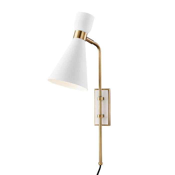 Mitzi HL295101-AGB/WH One Light Wall Sconce, Aged Brass/Soft Off White
