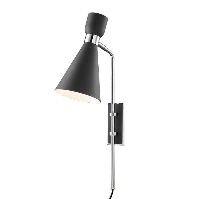 Mitzi HL295101-PN/BK One Light Wall Sconce, Polished Nickel/Black