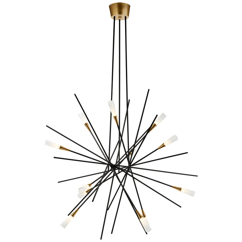 Visual Comfort Signature CHC 5600BLK LED Chandelier, Matte Black and Antique Brass