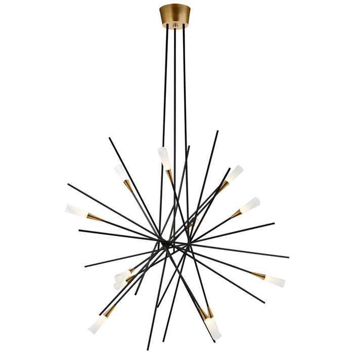 Visual Comfort Signature CHC 5600BLK LED Chandelier, Matte Black and Antique Brass