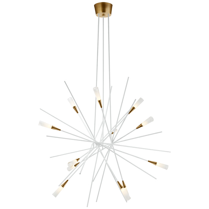 Visual Comfort Signature CHC 5600WHT LED Chandelier, Matte White and Antique Brass