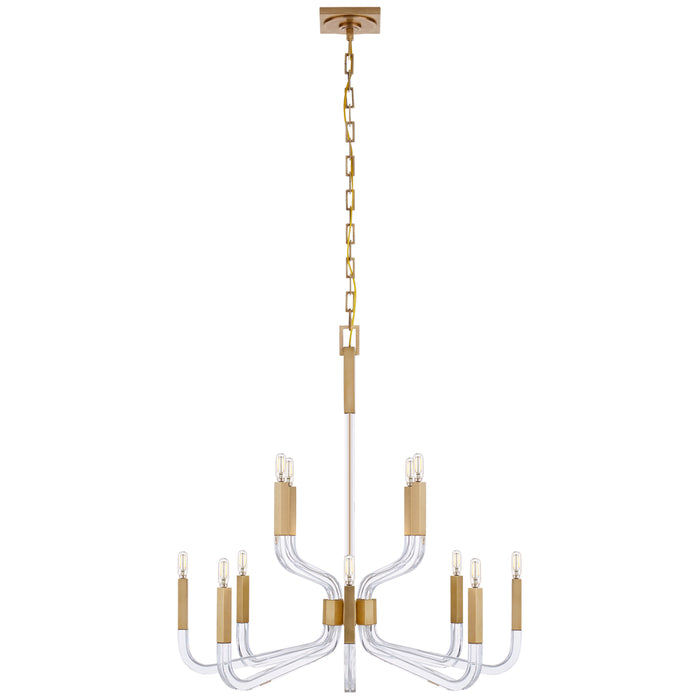 Visual Comfort Signature CHC 5903AB/CG 12 Light Chandelier, Antique-Burnished Brass and Crystal
