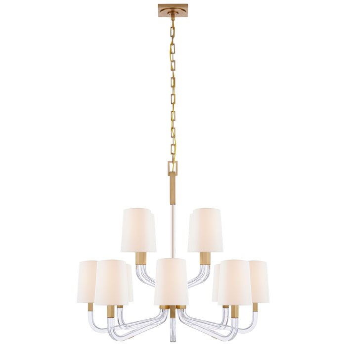 Visual Comfort Signature CHC 5903AB/CG-L 12 Light Chandelier, Antique-Burnished Brass and Crystal