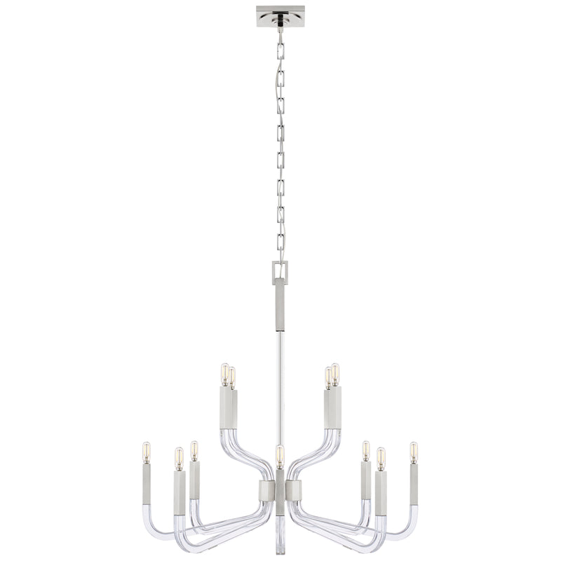 Visual Comfort Signature CHC 5903PN/CG 12 Light Chandelier, Polished Nickel and Crystal