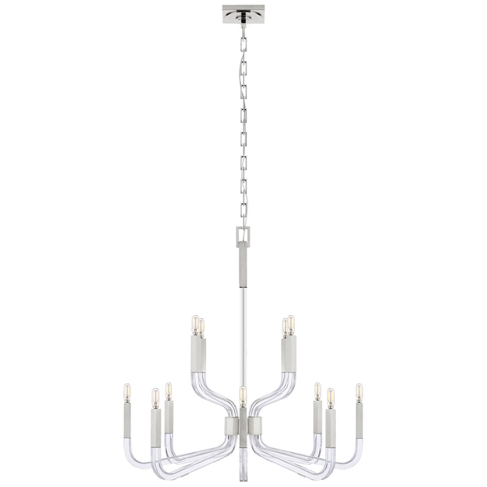 Visual Comfort Signature CHC 5903PN/CG 12 Light Chandelier, Polished Nickel and Crystal
