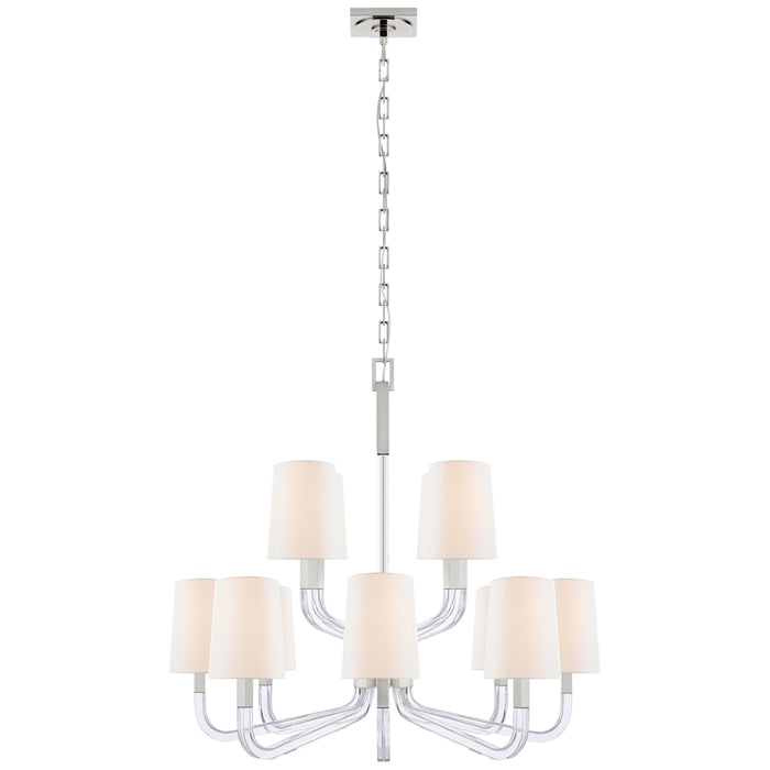 Visual Comfort Signature CHC 5903PN/CG-L 12 Light Chandelier, Polished Nickel and Crystal