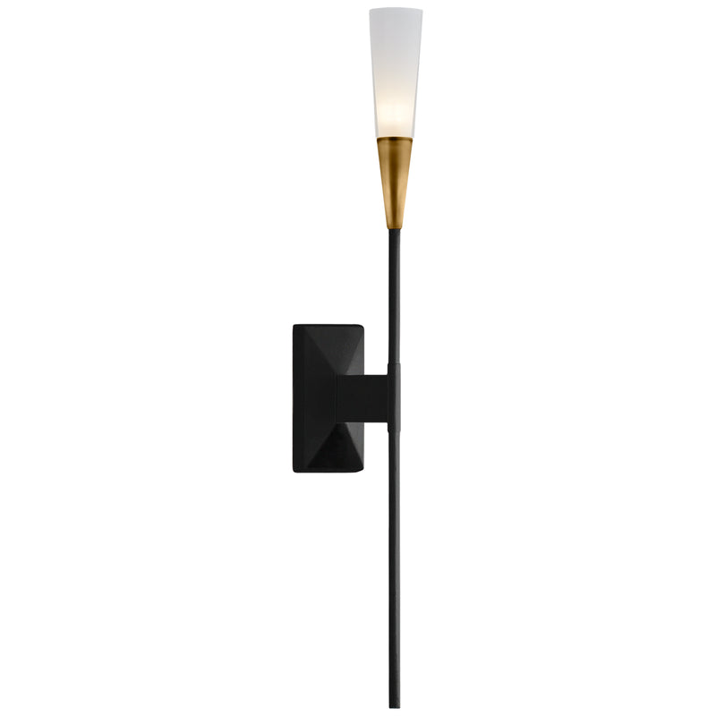 Visual Comfort Signature CHD 2601BLK LED Wall Sconce, Matte Black and Antique Brass