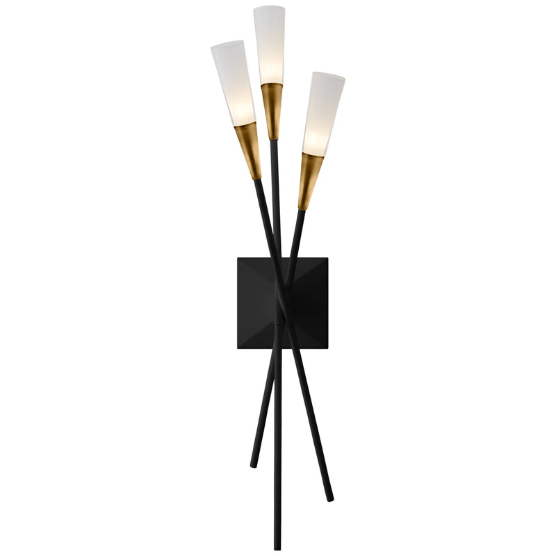 Visual Comfort Signature CHD 2602BLK LED Wall Sconce, Matte Black and Antique Brass
