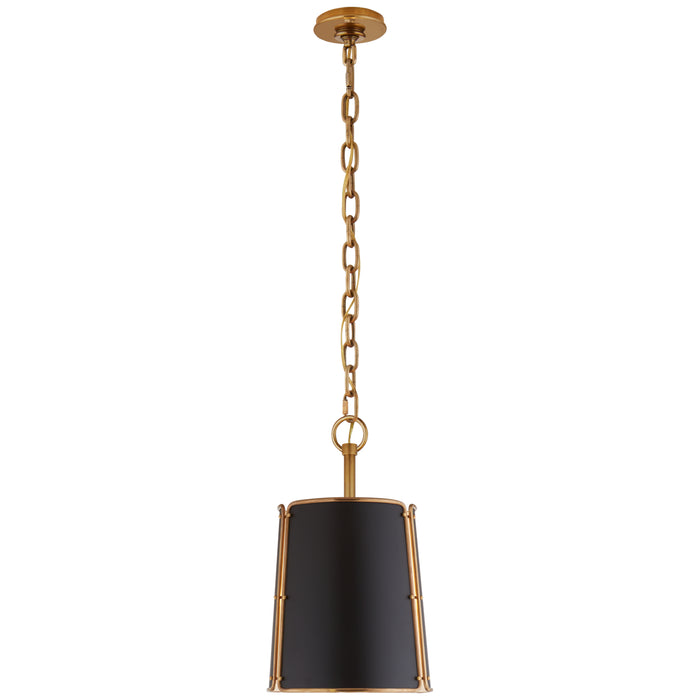 Visual Comfort Signature S 5645HAB-BLK One Light Pendant, Hand-Rubbed Antique Brass