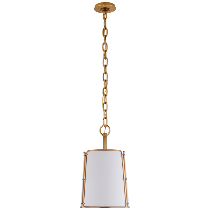 Visual Comfort Signature S 5645HAB-WHT One Light Pendant, Hand-Rubbed Antique Brass