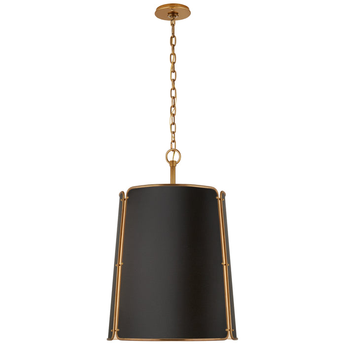 Visual Comfort Signature S 5646HAB-BLK Six Light Pendant, Hand-Rubbed Antique Brass