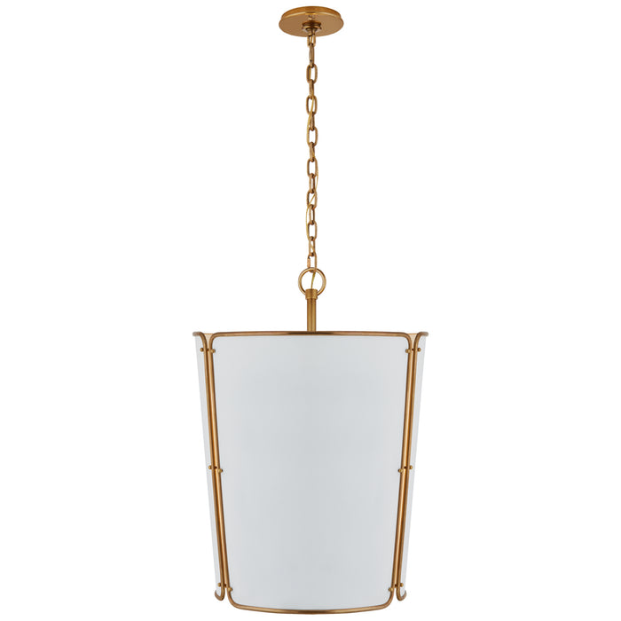 Visual Comfort Signature S 5646HAB-WHT Six Light Pendant, Hand-Rubbed Antique Brass