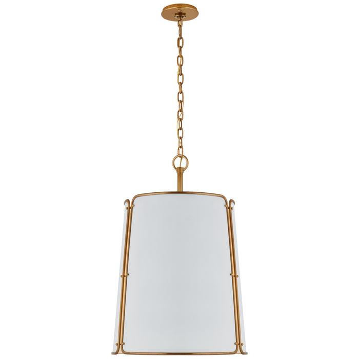 Visual Comfort Signature S 5646HAB-WHT Six Light Pendant, Hand-Rubbed Antique Brass