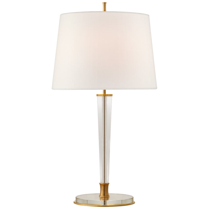 Visual Comfort Signature TOB 3942HAB-L Two Light Table Lamp, Hand-Rubbed Antique Brass and Crystal