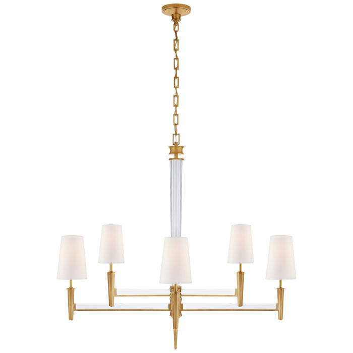 Visual Comfort Signature TOB 5943HAB-L Eight Light Chandelier, Hand-Rubbed Antique Brass and Crystal