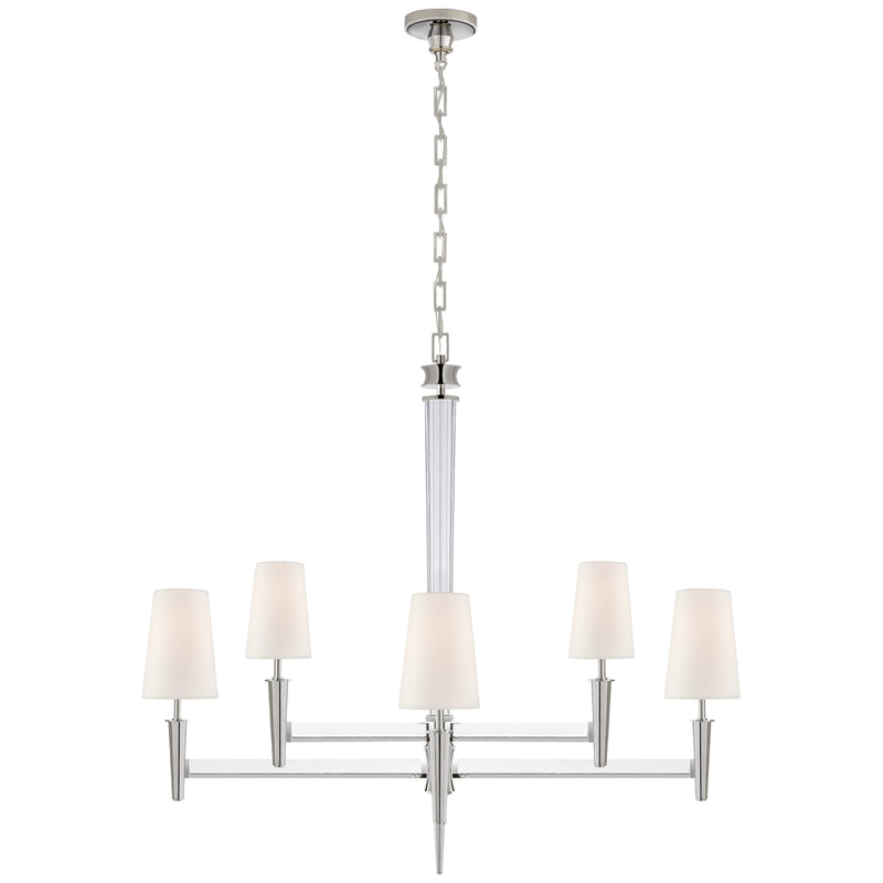 Visual Comfort Signature TOB 5943PN-L Eight Light Chandelier, Polished Nickel and Crystal