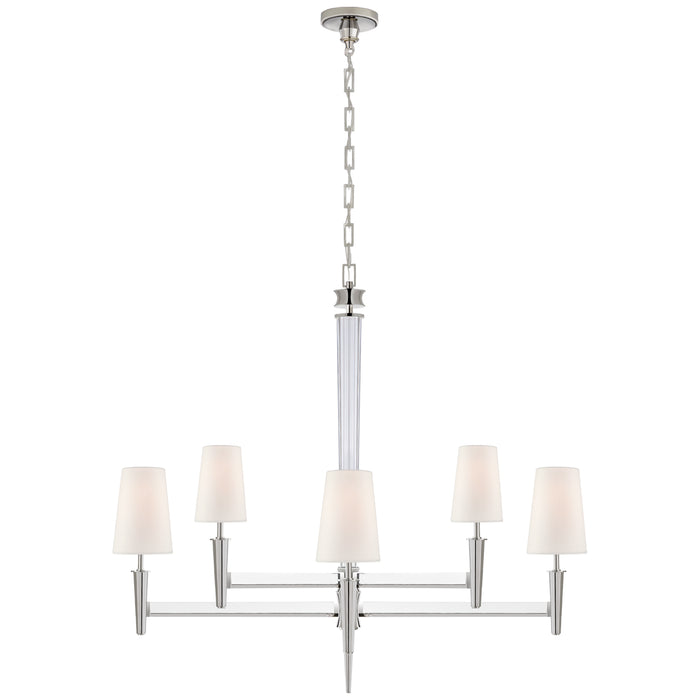 Visual Comfort Signature TOB 5943PN-L Eight Light Chandelier, Polished Nickel and Crystal