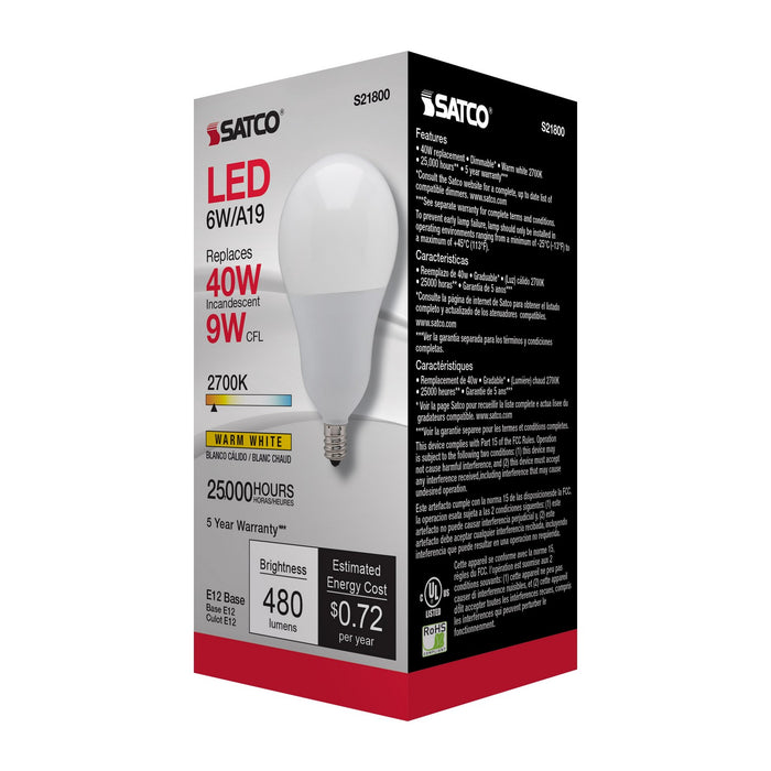 Satco S21800 Light Bulb, Frost