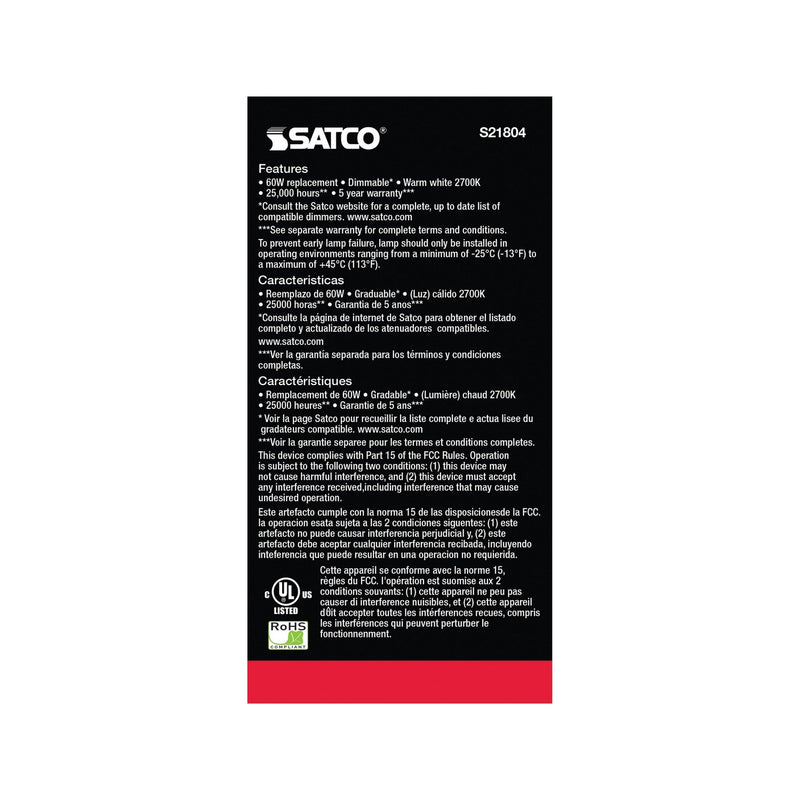 Satco S21804 Light Bulb, Frost