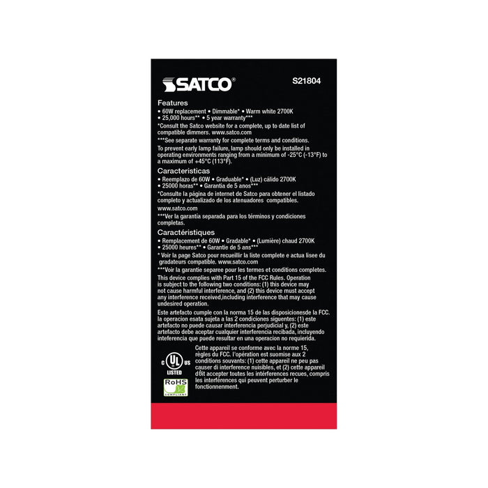 Satco S21804 Light Bulb, Frost